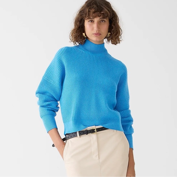 J. Crew Sweaters - NEW J. Crew Ribbed Turtleneck Sweater in Stretch Yarn, Blue, Women’s Extra-Small